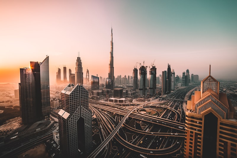 Downtown Dubai skyline with the Burj Khalifa